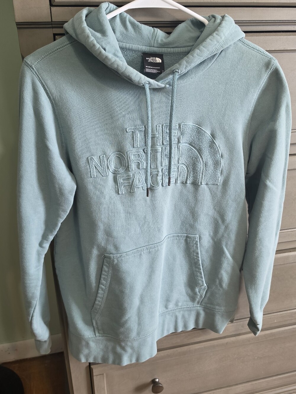 The North Face Men's Seafoam Green Pullover Hoodie with Embroidered Logo